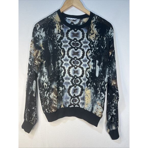 Cabi x Small Snakeskin Sheer Pullover Dressed Up Blouse Phyton #572 Size XS - Picture 1 of 8